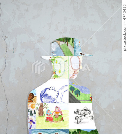 Silhouette of children's drawings. Silhouette of children's drawings. 4743433