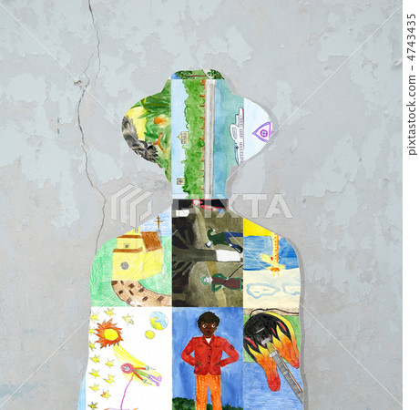 Silhouette of children's drawings. Silhouette of children's drawings. 4743435