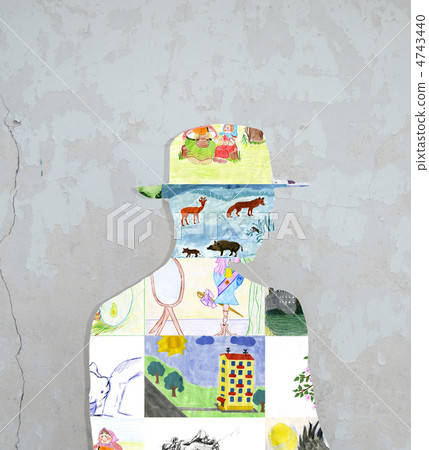 Silhouette of children's drawings. Silhouette of children's drawings. 4743440