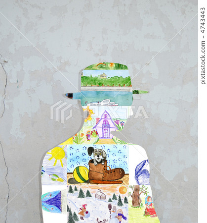 Silhouette of children's drawings. Silhouette of children's drawings. 4743443