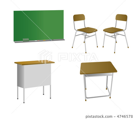 School relationship set 5 points (teacher · blackboard · desk · chair) 4746578