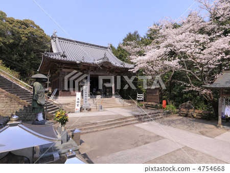 四國神社工廠8號佛教寺院“熊谷寺”大廳和櫻花 四國神社工廠8號佛教寺院“熊谷寺”大廳和櫻花 4754668