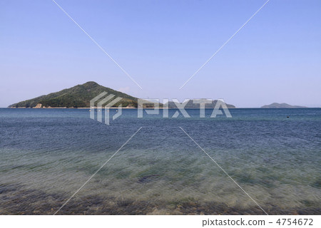 從Shosai半島，Mifune市，香川縣，Awashima和Shigashima的瀨戶內海 4754672