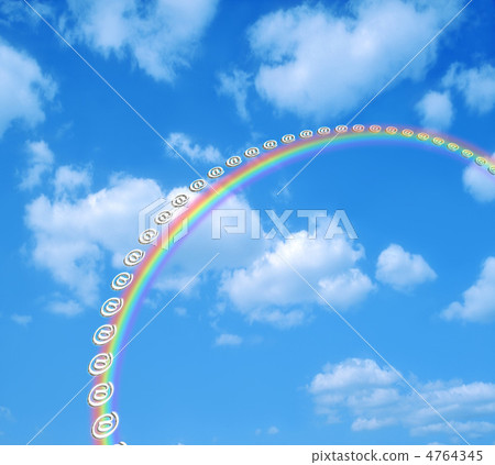 A rainbow and an at mark on the blue sky A rainbow and an at mark on the blue sky 4764345