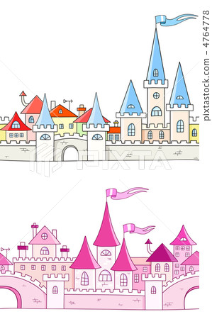 Seamless vector background with fantasy castle 4764778