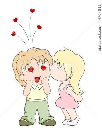 Girl kisses the boy on cheek 4764811