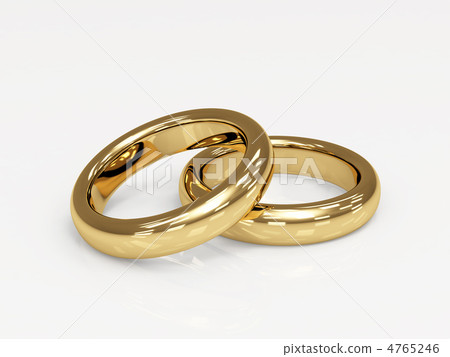 Two 3d gold wedding ring, laying on a glossy surface Two 3d gold wedding ring, laying on a glossy surface 4765246