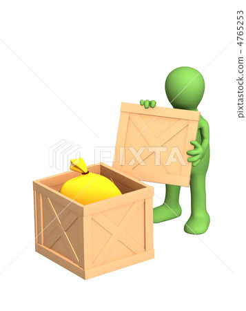 The green 3d person - puppet, opening a sending 4765253