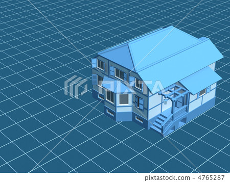3d model the house, worth on a digital surface 3d model the house, worth on a digital surface 4765287