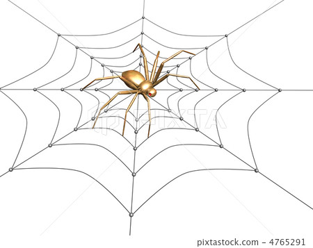 3d spider from the gold, sitting on a web 3d spider from the gold, sitting on a web 4765291