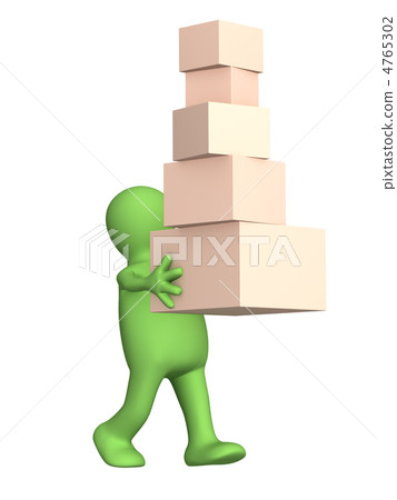 The 3d person a puppet, carrying boxes The 3d person a puppet, carrying boxes 4765302