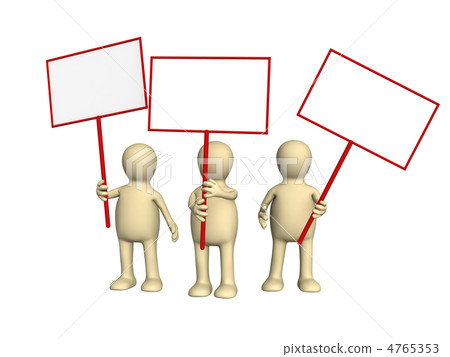 3d people - puppets protesting with posters on demonstration 3d people - puppets protesting with posters on demonstration 4765353