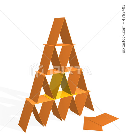 3d pyramid from plastic cards of orange and yellow colors 3d pyramid from plastic cards of orange and yellow colors 4765403