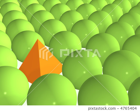 3d orange pyramid among green spheres 4765404