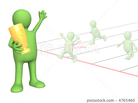 3d puppet - sportsman, holding in hands a cup 4765460
