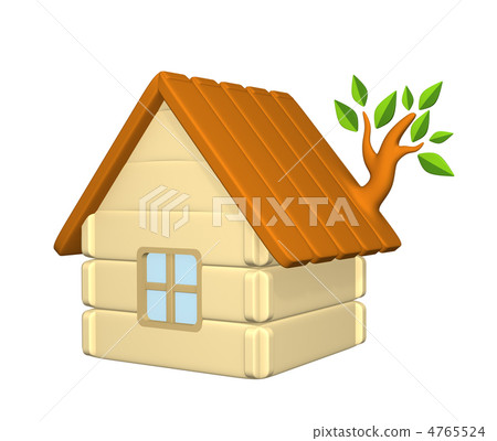 3d harmless house with an evolved branch on a roof 4765524