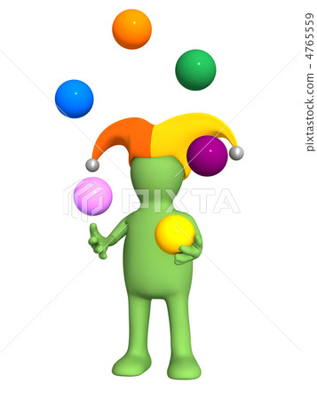 3d clown - puppet, juggling with color balls 4765559