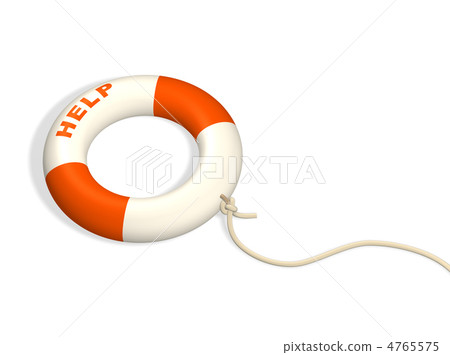 3d lifebuoy ring, adhered to a cord 3d lifebuoy ring, adhered to a cord 4765575