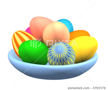 3d easter eggs in a plate, painted in different colors 3d easter eggs in a plate, painted in different colors 4765578