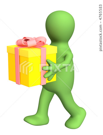 3d person - puppet, gift carrying in hands 4765583