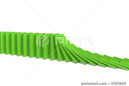 A line of green 3d falling figures of a dominoes A line of green 3d falling figures of a dominoes 4765604