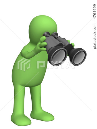 3d person puppet looking through field-glass 4765699