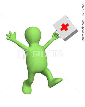 Happy puppet doctor with a portfolio in hand 4765764