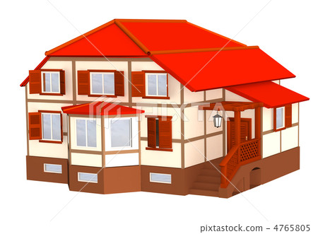 3d cottage with a roof of red color 4765805