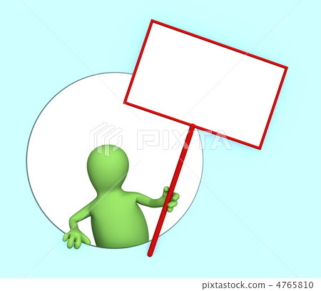 3d person - puppet with the blank poster 3d person - puppet with the blank poster 4765810
