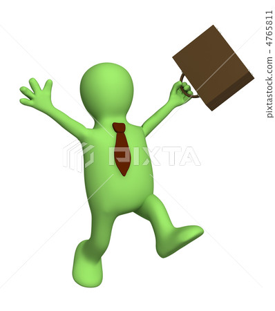 Happy puppet - businessman with a portfolio Happy puppet - businessman with a portfolio 4765811