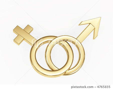 Two gold 3d symbols - male and female Two gold 3d symbols - male and female 4765835