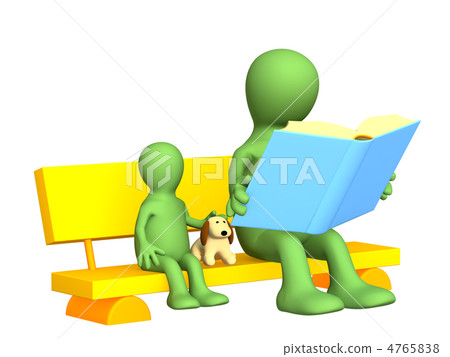 Puppet - parent, reading to the child the book Puppet - parent, reading to the child the book 4765838