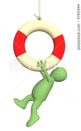 3d puppet hanging on a lifebuoy ring 3d puppet hanging on a lifebuoy ring 4765944