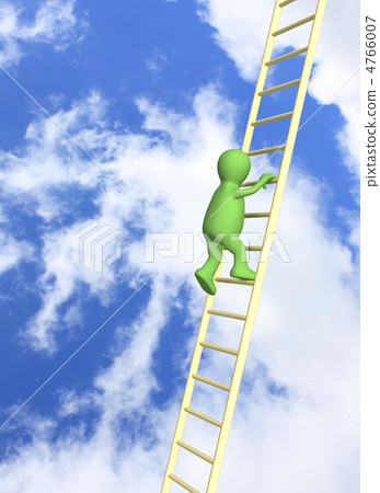 3d  puppet, rising upwards on a ladder 4766007