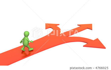 3d person, going to a fork of three roads 4766025