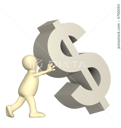 3d puppet, supporting falling symbol of dollar 3d puppet, supporting falling symbol of dollar 4766093