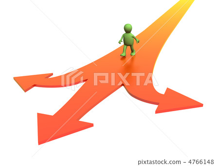 3d person, going to a fork of three roads 4766148