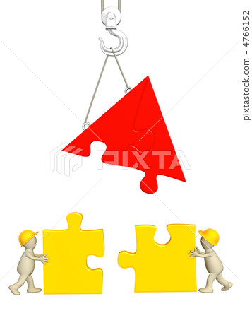 3d working puppets building the house 3d working puppets building the house 4766152