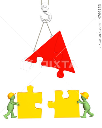 3d working puppets building the house 3d working puppets building the house 4766153