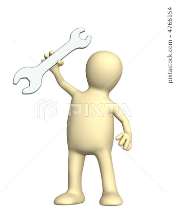 Puppet worker with a wrench in hand Puppet worker with a wrench in hand 4766154