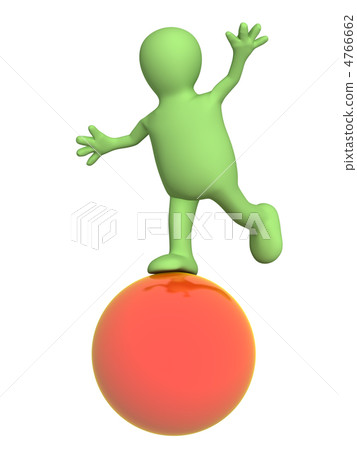 3d puppet, balancing on a red ball 4766662