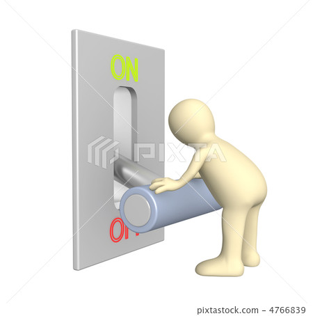 3d puppet, turned lever on position off 3d puppet, turned lever on position off 4766839