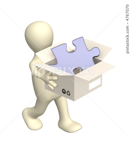 3d puppet with box - Stock Illustration [4767070] - PIXTA