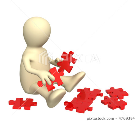 Puppet with parts of a puzzle Puppet with parts of a puzzle 4769394