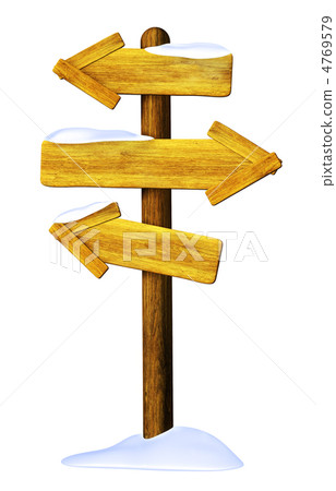 Wooden signboard. Winter 4769579