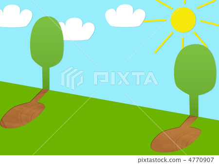 Landscape - trees, the sun and clouds from a color paper 4770907