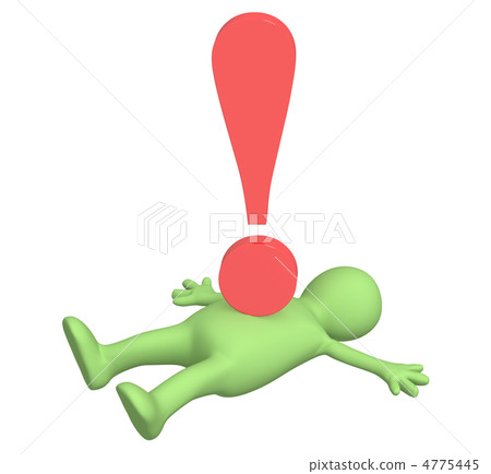 3d puppet, pressed down by exclamation mark 3d puppet, pressed down by exclamation mark 4775445