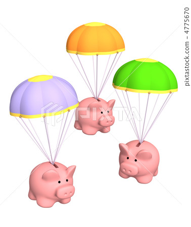 Piggy banks, flying on parachutes Piggy banks, flying on parachutes 4775670