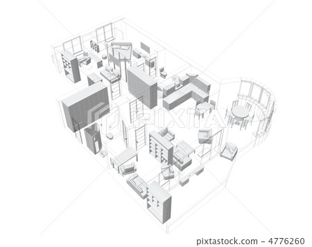 3d sketch of a four-room apartment 3d sketch of a four-room apartment 4776260