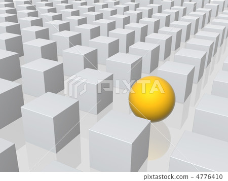 Bright sphere in row of grey boxes 4776410